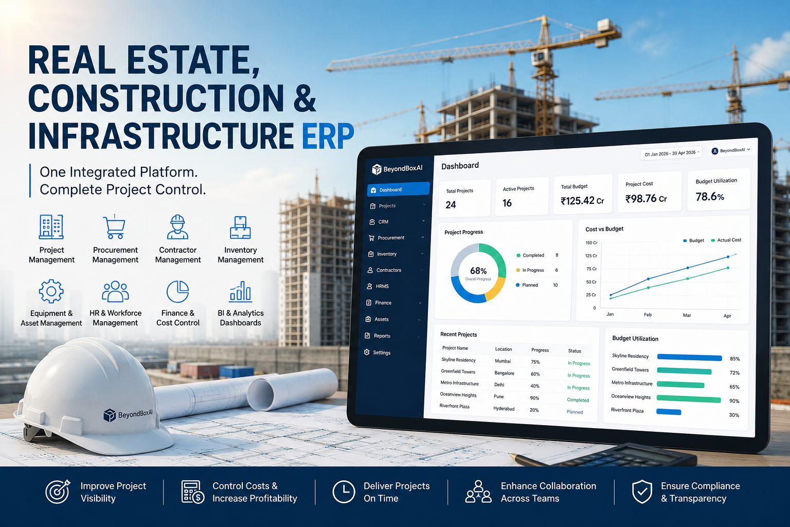 Real Estate ERP Dashboard for Property, Construction and Project Management