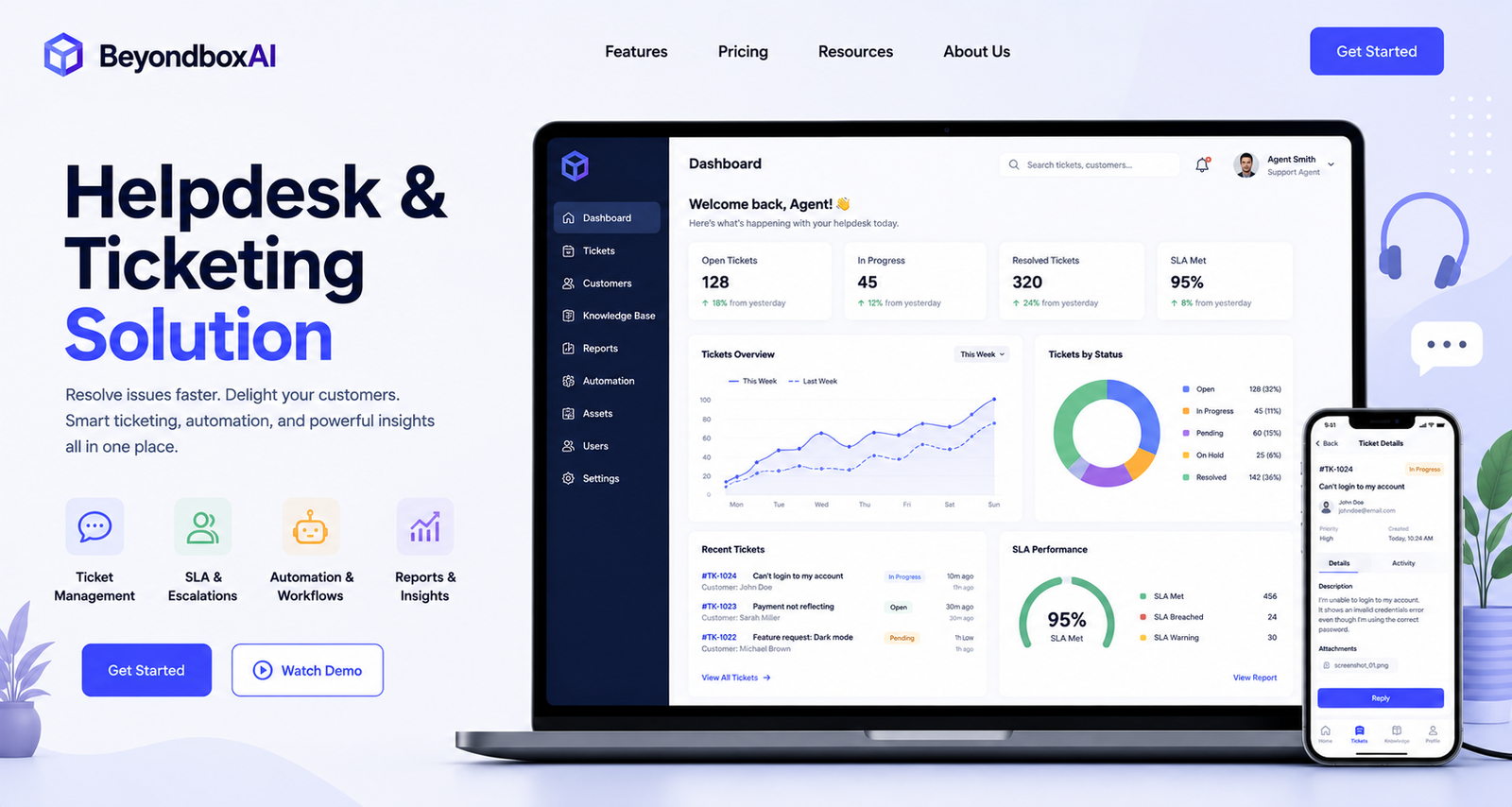 Helpdesk and Ticketing Dashboard for Service Request Management and SLA Tracking